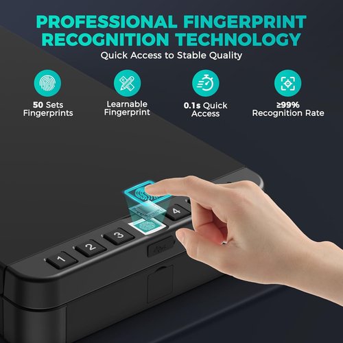 **Regine Switzerland Biometric Handgun Safe - Quick Access Fingerprint Lock for Home & Car**