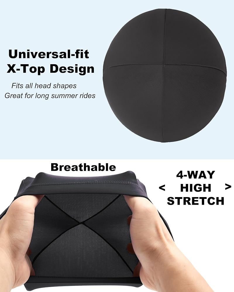Cooling Skull Cap for Helmets - 3pcs Black, Sweat-Wicking Helmet Liner