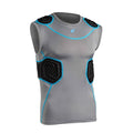 Charcoal, Optic Blue+Medium CHAMPRO Bull Rush Padded Compression Shirt for Boys