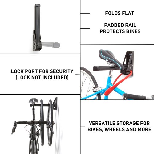 Feedback Sports | Velo Wall Post Bike Storage Mount | Bicycle Wheel Storage | Foldable and Space Saving | Road, Gravel, Mountain Bike Compatible | Versatile Garage Organization
