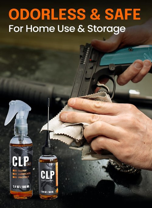 Gun Cleaner and Lubricant Kit - 3-in-1 Protectant with 5 Oz Spray & 50 Pcs Cleaning Patches