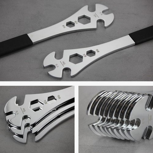 Professional Bike Pedal Wrench, Cr-V Steel + Ni-Cr Plating Super Hard Bicycle Pedal Removal Tool, 13in/33cm Extra Long Handle Bicycle Pedal Wrench with Rubber Grip for Road Mountain Bikes