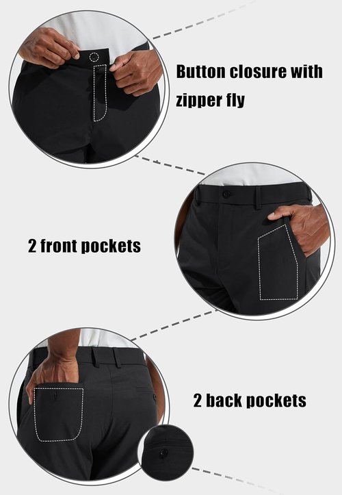 Men's Golf Pants 30"/32"/34" Lightweight Stretch Work Dress Office Travel Slacks Business Casual Trousers