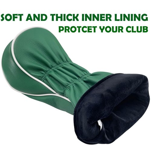 Gbourly Funny Golf Club Classic Green Fat Tiger Driver Head Cover Soft Pebble PU Leather Headcover