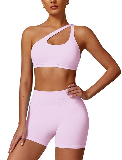 AGYMNX 2 Piece Workout Sets for Women High Waisted Seamless Butt Lifting Shorts Gym Yoga Outfit Stretchy Sports Bra Sets