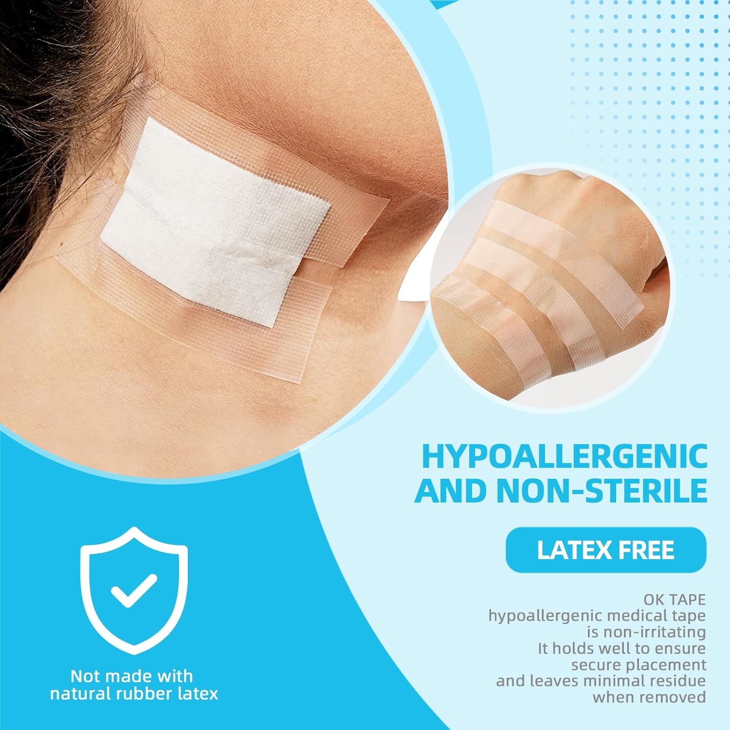 OK TAPE OKPore Transparent Medical Tape - Hypoallergenic, Breathable First Aid Surgical Tape | 1in x 10yds (Pack of 12)