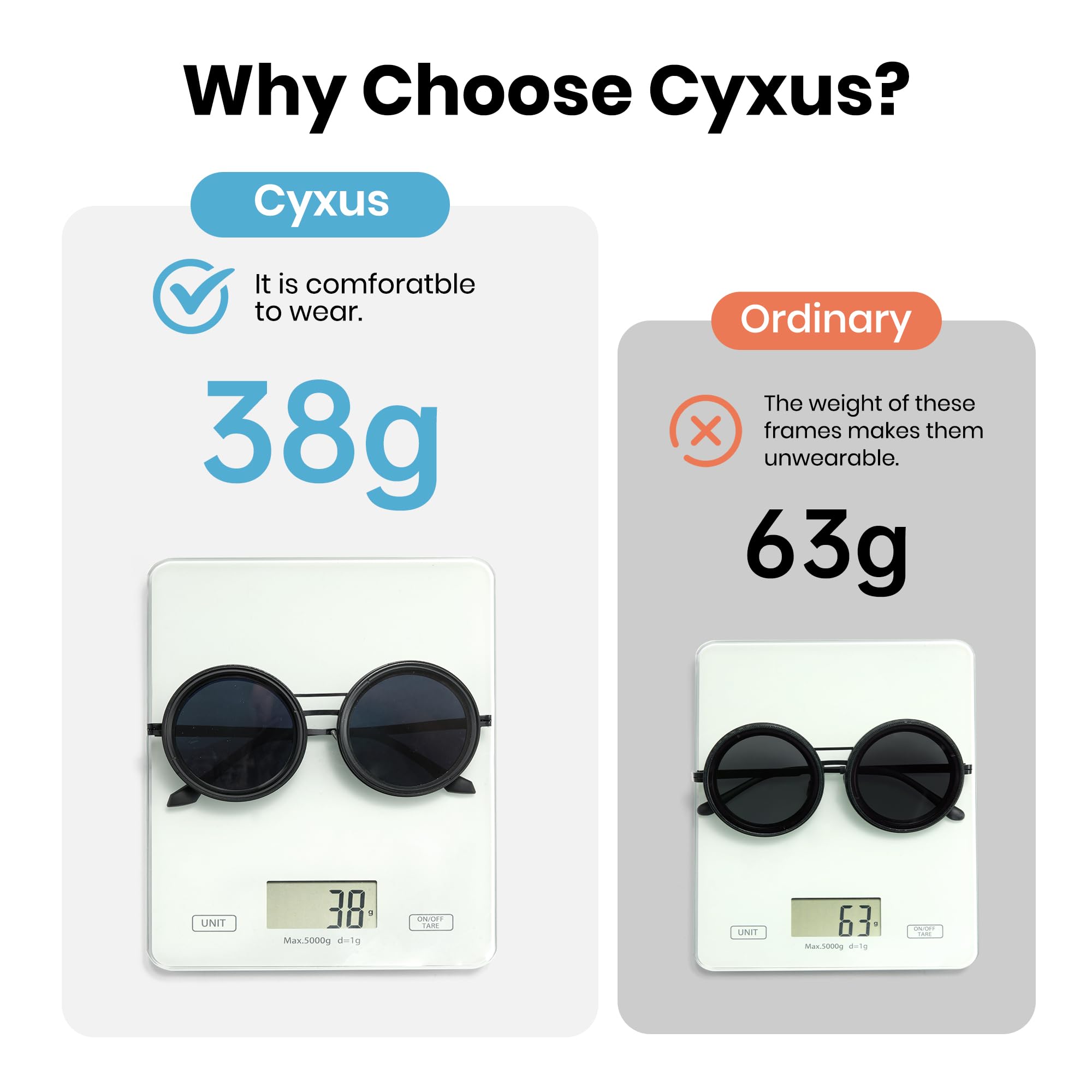 Cyxus Adjustable Tint Sunglasses 1-9 Gears Rounded Polarized Glasses with ND Filter Lenses Advanced ND Filter Lens Technology（P1299B02 Black）