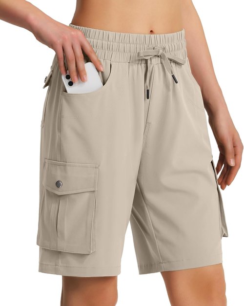 Hugut Women's Hiking Cargo Shorts - Quick Dry, Lightweight Summer Shorts with 6 Pockets | Perfect for Camping & Travel