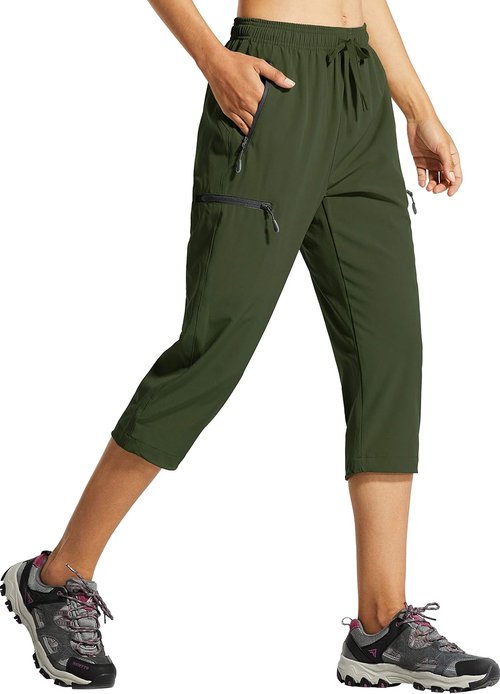 Libin Women's Capri Pants - Lightweight Quick-Dry Cargo Design with Zipper Pockets | Perfect for Hiking & Travel