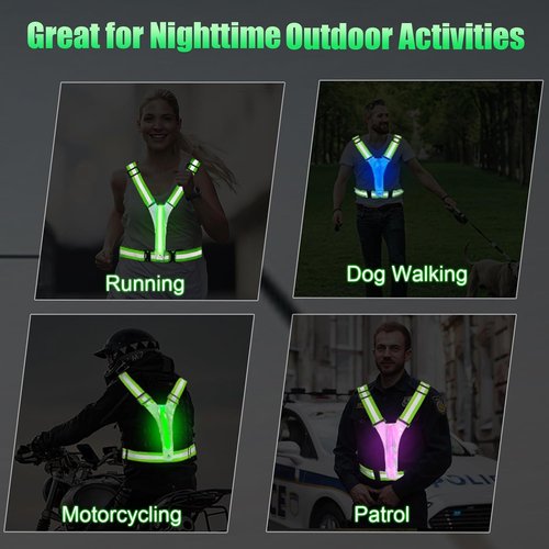 LED Reflective Vest - High Visibility Running Gear for Night Cycling & Jogging | Adjustable Size for Men, Women & Kids