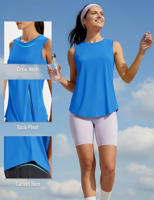 MAGCOMSEN Women's Workout Tank Tops - Sleeveless Moisture-Wicking Athletic Shirts for Summer Gym & Running