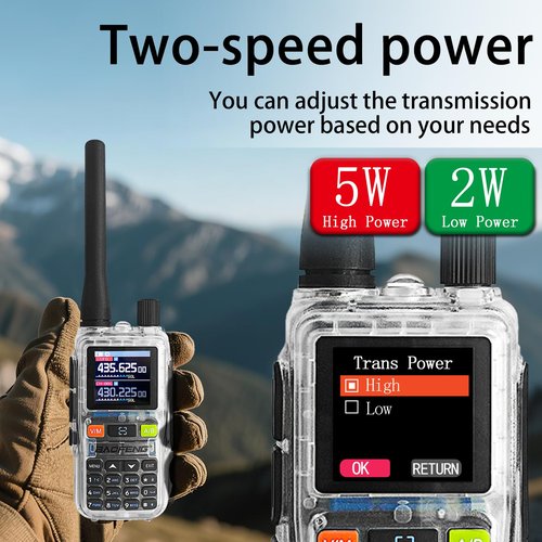 BaoFeng UV-5R Mini Radio,UV5R Mini Clear Dual Band Walkie Talkies,App Programming,Copy Frequency,NOAA Weather,5W Power,999 Channels,USB-C Fast Charging (Transparent-1Pack)