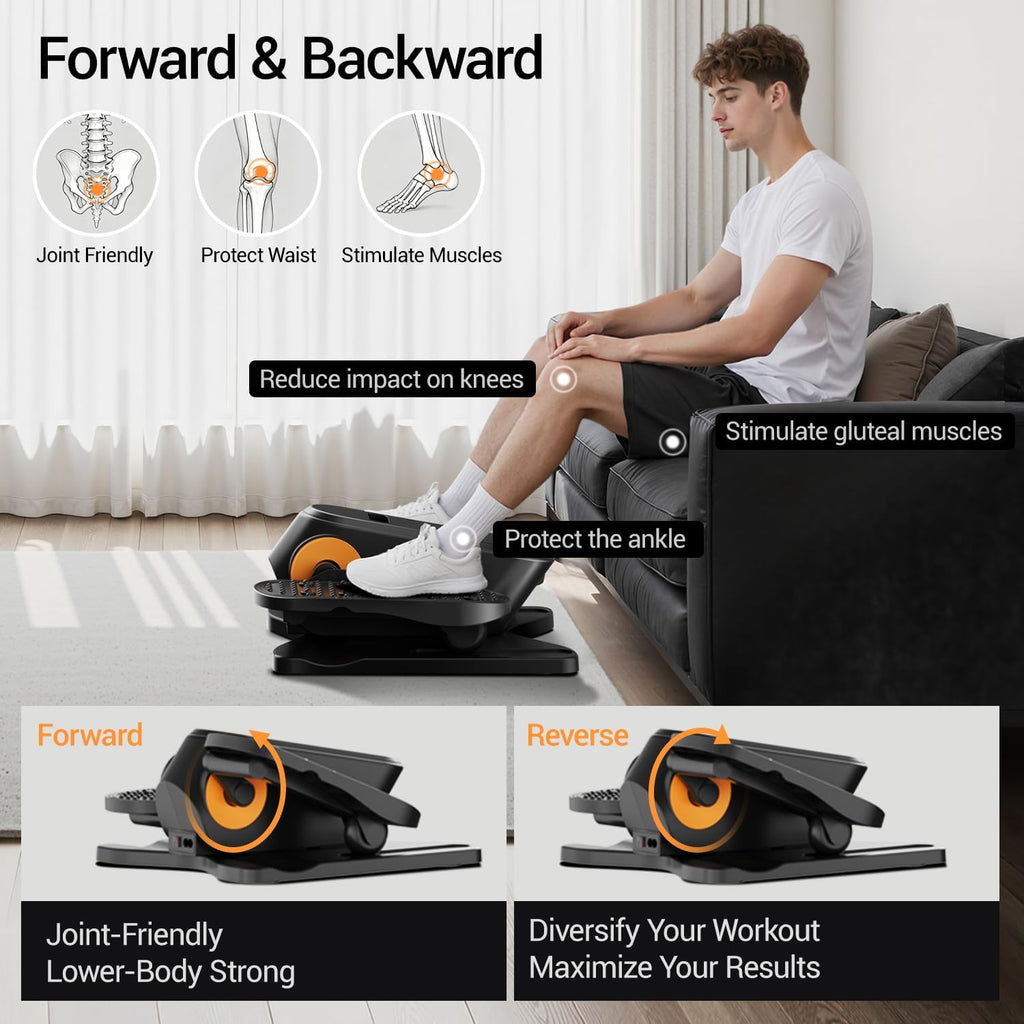 Under Desk Elliptical Machine - Mini Electric Pedal Exerciser with Remote | 12 Speed Levels & Dual Direction