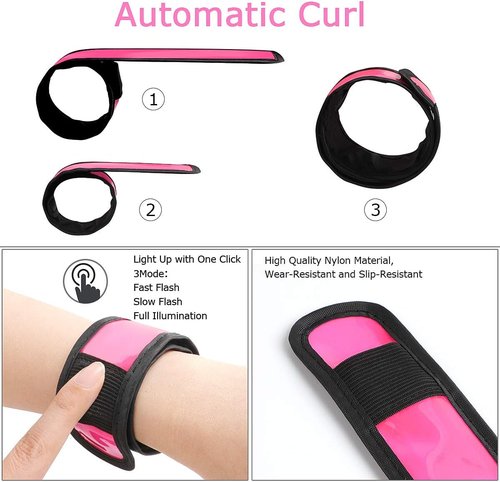 LOBKIN LED Safety Bracelets - Reflective Slap Armband for Kids & Runners | Nighttime Visibility