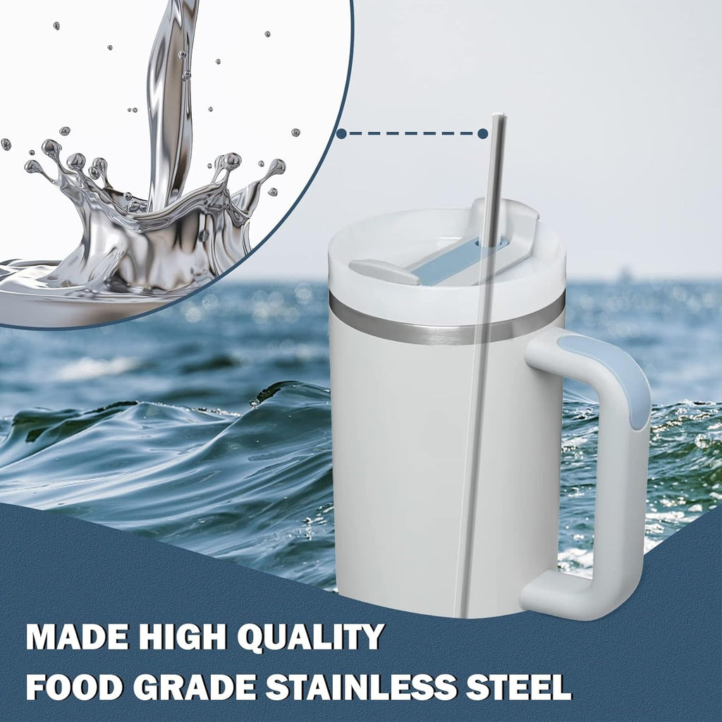 Skiennix Stainless Steel Straws for Stanley Quencher 40oz Tumbler - 12-Inch Reusable Set (3 Straight & 3 Bent)