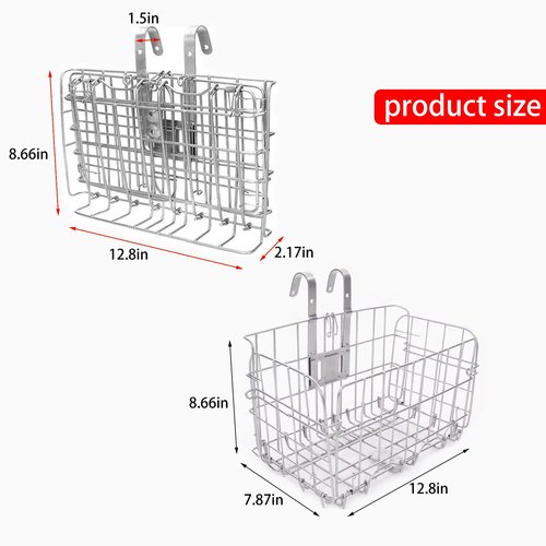 Bike Basket Front Multifunction Folding Bicycle Front Basket high-Capacity Metal Front Back Basket Carry Dog pet Fruit Save Space
