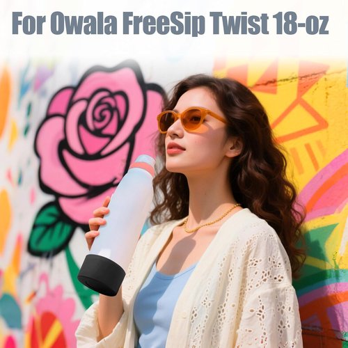 Mity Rain Silicone Boot for Owala FreeSip Twist Water Bottle - Anti-Slip, Noise-Reducing, 18 oz Black