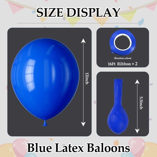 DECOCKRAT Blue Latex Balloons Kit - 110PCS 12'' Helium Balloons for DIY Parties & Celebrations