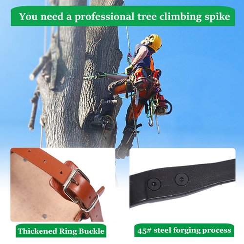 Tree Climbing Spikes Set,Tree Climbing Gear,Manganese Steel Claw,Adjustable Length Design,Tree Spikes for Tree Work,Hunting and Observation, Fruit Picking, Jungle Survival (Brown)