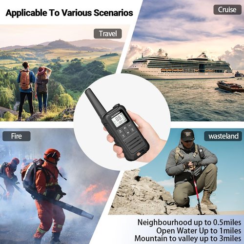 Walkie Talkies Long Range for Adult, 4Pack Rechargeable Baofeng Walkie Talkie FRS Two Way Radio 1400mAh Li-ion Battery ，USB-C Cable， NOAA with Flashlight for Camping Family