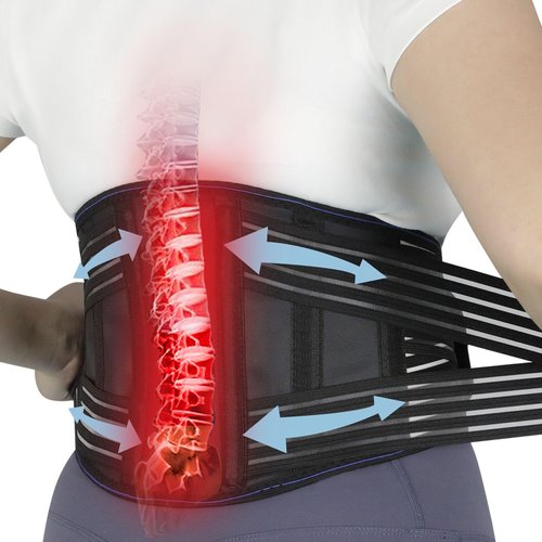 Back Brace for Lower Back Pain Relief - Adjustable Breathable Lumbar Support Belt with 6 Reinforced Steel Stays for Men & Women, Sciatica, Herniated Disc, Scoliosis & Muscle Support (Black, Small)