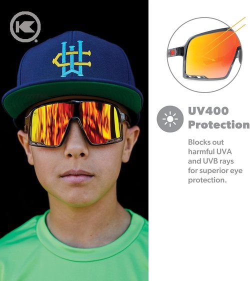 Knockaround Kids Campeones Sport Sunglasses - UV400 Protection - Ideal for Baseball Activities