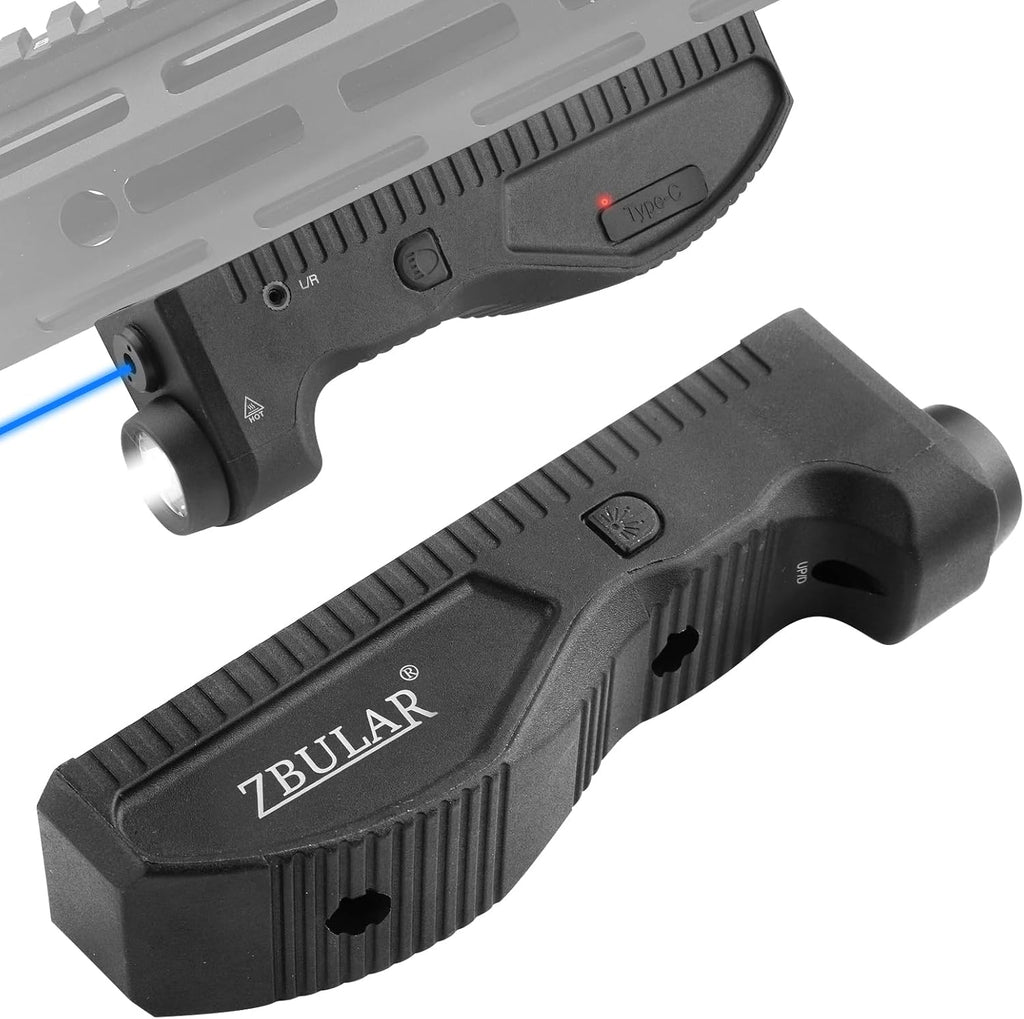Skiennix Tactical Flashlight & Blue Laser Sight - 1650 Lumens, USB-C Rechargeable, M-Lok Compatible
