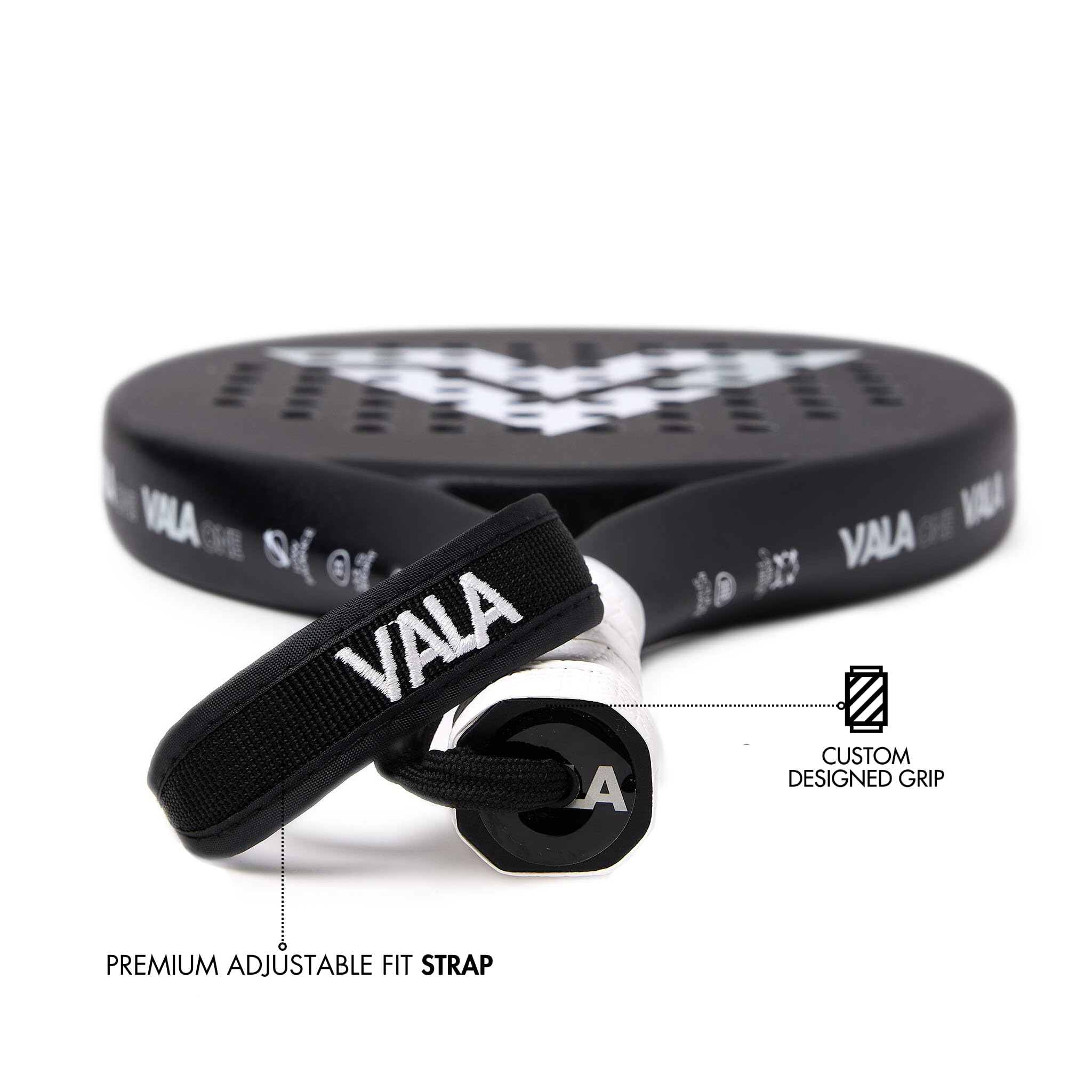 VALA One Padel Racket – Lightweight Paddle Carbon Fiber, Shock-Absorbing Design, Round Shape, Extra Grip Texture for Spin & Control, Pala for Men - Women, Ideal for Beginner to Intermediate Player