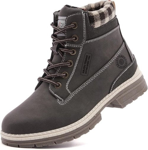 ANJOUFEMME Waterproof Work Hiking Boots for Women - Lightweight Ankle Boots for Snow & Winter Trekking