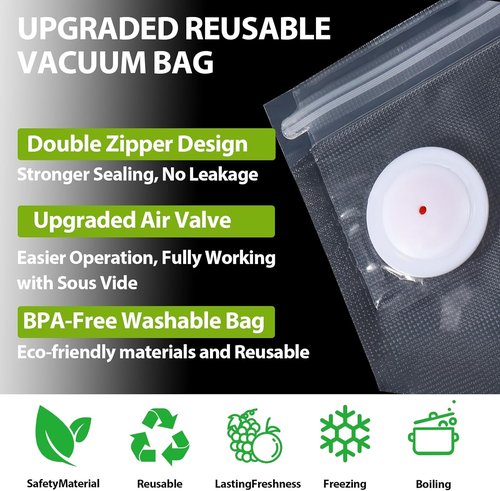 ATOSUN Vacuum Sealer Bags - BPA-Free Reusable Food Storage with Upgraded Air Valve | 60 Pack (10 Large, 30 Medium, 20 Small)