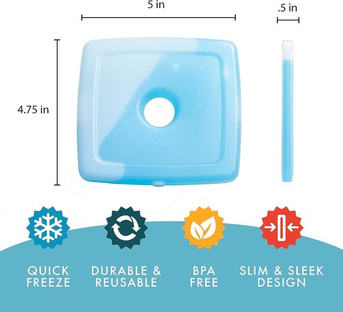 Fit + Fresh Slim Ice Packs - Reusable & Long-Lasting Cold Packs for Lunch Boxes | Purple 8 Pack