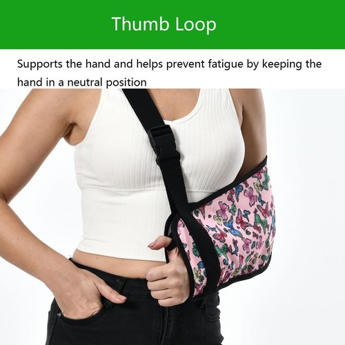 Ledhlth Arm Sling for Broken Arm Torn Rotator Cuff Shoulder Elbow Wrist injury Printed Brace Support for Adults and Women (Butterfly)