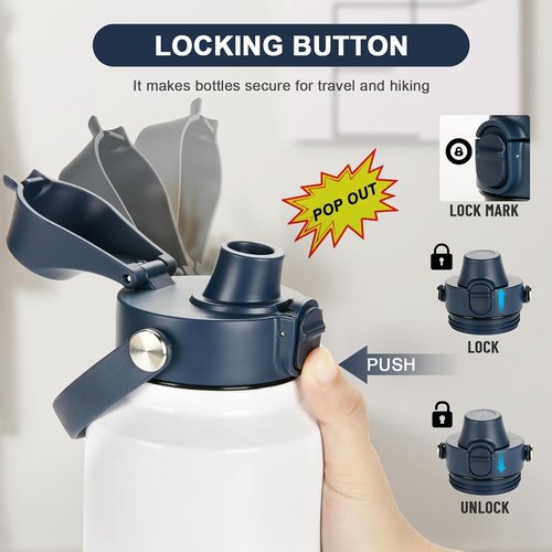 EIPOSAU Spout Lid for YETI Rambler Bottle - BPA Free Chug Cap for 18/26/36/64 oz Bottles | Push Button & Lock