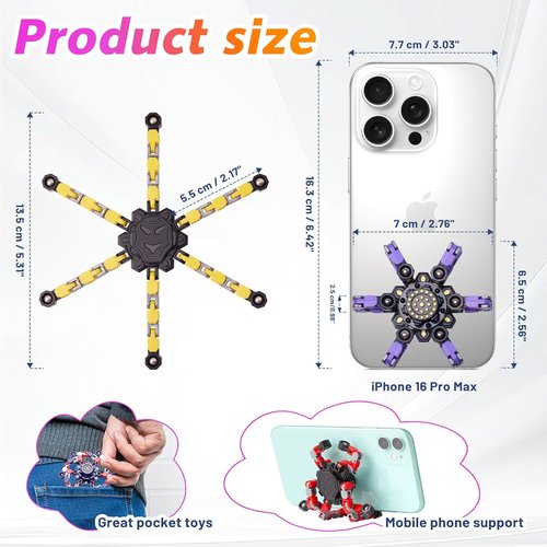 Gokeey Fidget Spinner Set - 4 Transformable Stress Relief Toys for Kids & Adults | Perfect for Ages 8-13