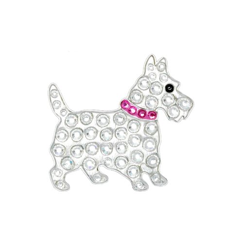 NAVIKA Pink Scottie Dog Golf Ball Marker with Austrian Crystals | Magnetic Hat Clip Included | Dog Themed Golfing Accessory | Gift for Women and Junior Golfers | Puppy Marker