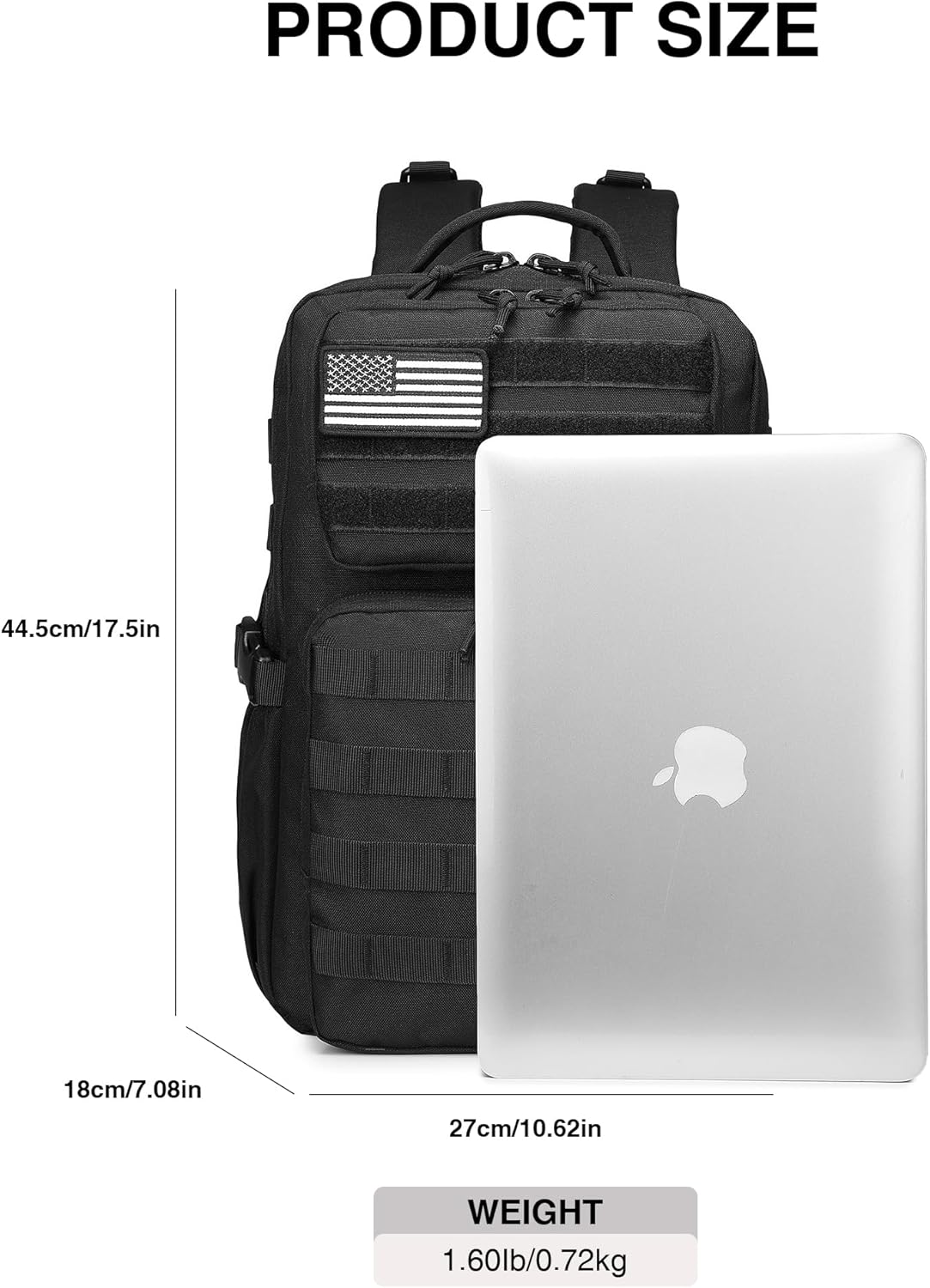 Wotony Military Tactical Backpack - Waterproof 3-Day Assault Pack with Molle System & Water Bottle Holder