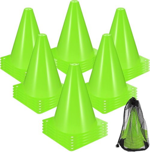 MAQUITA 30 Pack 7-Inch Plastic Traffic Cones - Agility Markers for Soccer, Skating, Football & More