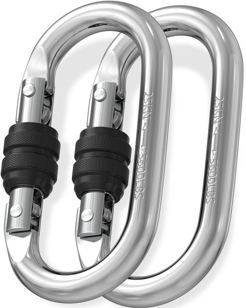 Locking Carabiner - 4.3 Inch Heavy Duty Carabiners - Large Carabiner for Hammocks, Rigging, Gym, Yoga - Oval 25 KN Extra Strong Carabiners
