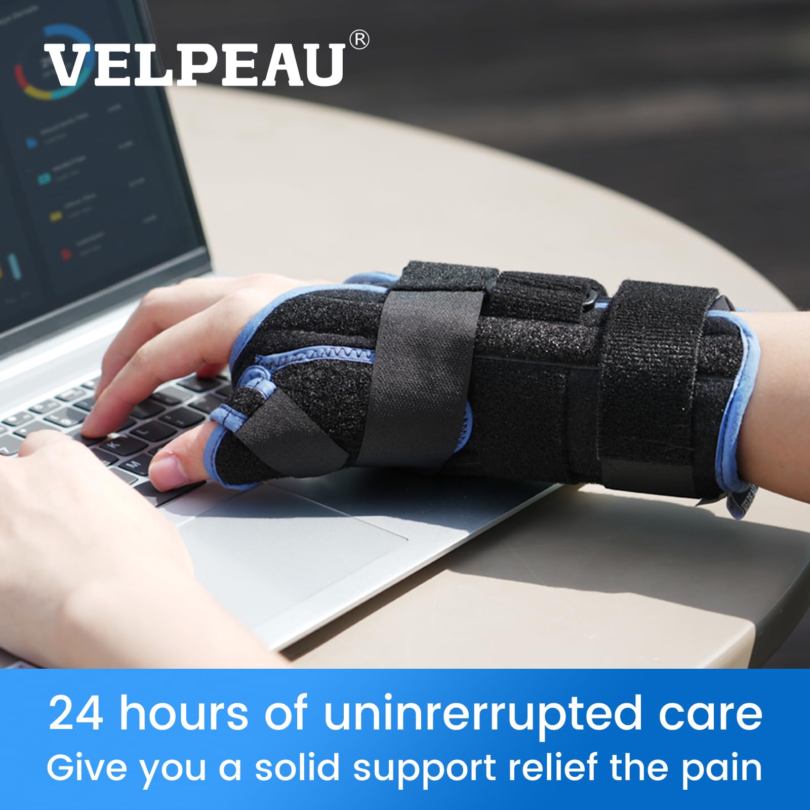 Velpeau Carpal Tunnel Wrist Brace with Thumb Stabilizer Night Support, Completely Stabilizes Wrist Thumb Joint, Pain Relief for Tendonitis, De Quervain's Tenosynovitis, Arthritis (Reg, Right Hand, M)