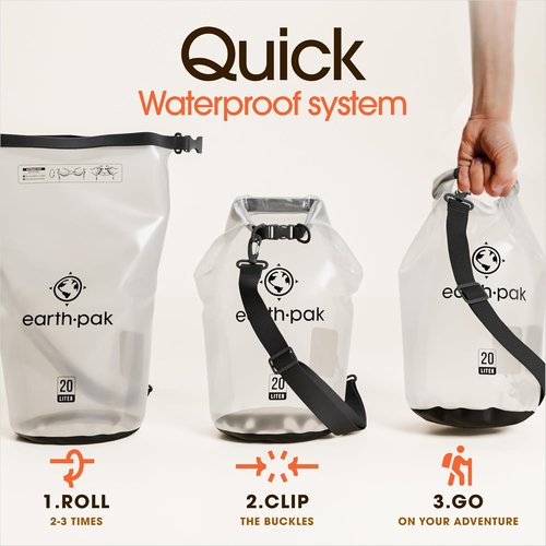 Earth Pak Waterproof Dry Bag - Roll Top Backpack Keeps Gear Dry for Kayaking | Includes Waterproof Phone Case
