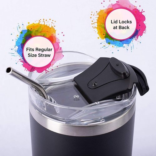 **dscvr Tumbler Replacement Lids - Spill Proof & Shatter Resistant | Fits 20 oz YETI & Ozark Trails (Black)**