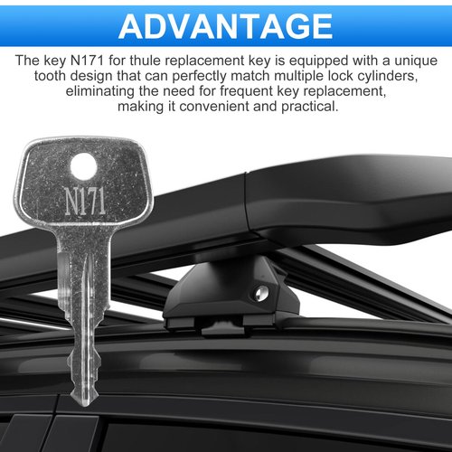 Hugexpen N171 Key Replacement for Thule Rack Core, Key Cylinder for Bike Rack Lock, Roof Cargo Lock, Roof Rack Locks, Cross Bars, Towers, Ski Rack Etc