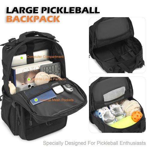 BISKLNDN Pickleball Backpack for Men and Women, Tactical Pickleball Paddle Bag with Molle System Design, Multi-Functional Pickleball Bag for Pickleball Lovers, Black