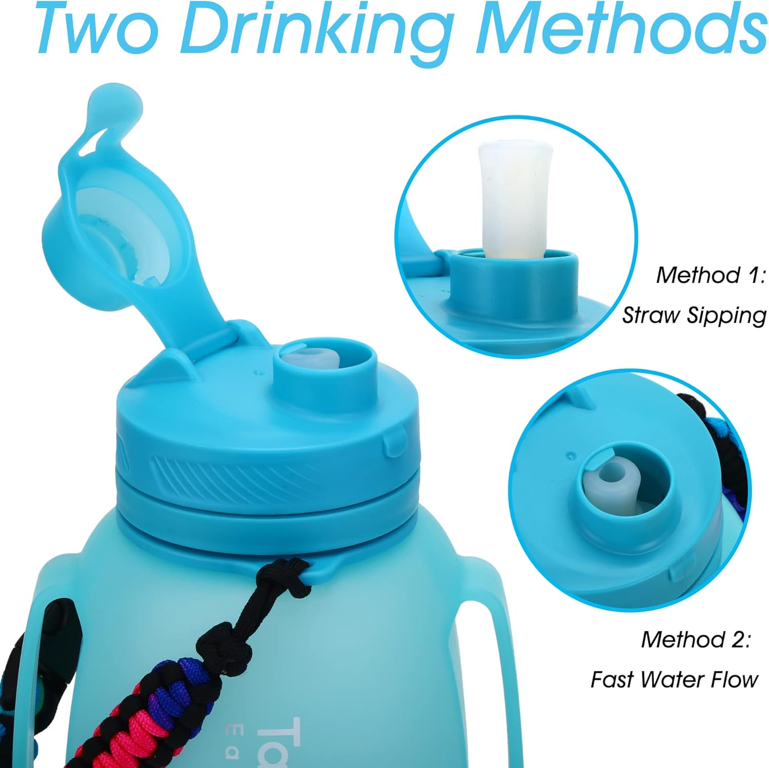 TakeToday Collapsible Water Bottle - 40 OZ Motivational Jug with Straw | Leakproof Silicone Design for Yoga & Outdoors