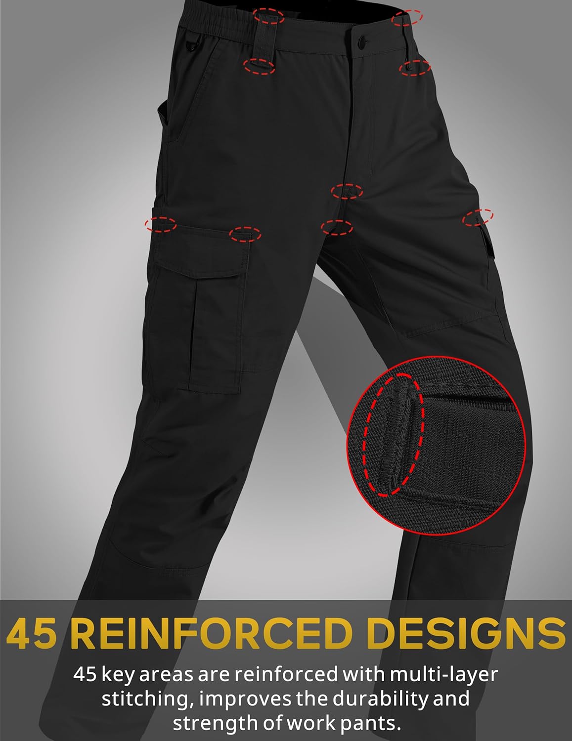 Skiennix Men's Ripstop Waterproof Cargo Pants - Tactical Hiking Pants with 7 Pockets
