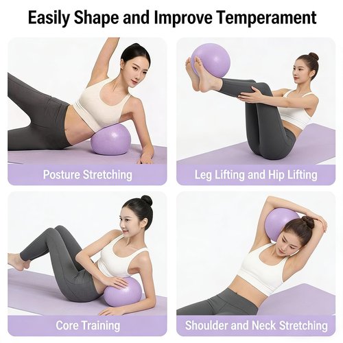 JZQJZQ Home Pilates Kit - 12-Segment Resistance Bands + Small Pilates Ball + Random Color Air Pump | Multi-Functional Exercise Bands Resistance an Excellent Yoga Pilates Equipment (Purple)