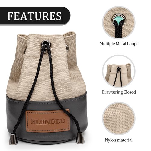 BAIRBRE Golf Valuables Pouch,Bucket Waist Design Golf Pouch Bag with Drawstrings Golf Tee Bag Pouch Leather for Men Women Khaki