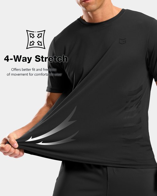 G Gradual Men's Workout Shirts Quick Dry Athletic Running T-Shirts Lightweight Moisture Wicking Short Sleeve Sports Gym Tops(Black,L)