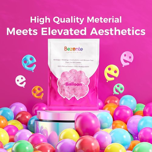 Bezente Pastel Balloons - 100 Pack 12-Inch Round Latex Helium Balloons for Easter & Birthday Parties