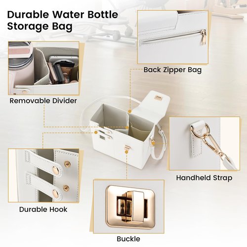 Outdoor Portable Crossbody Water Cup Storage Bag Crossbody Case with Sports Water Bottle Holder for Women Tumbler Purse with Water Bottle Pocket Compatible with Most Water Bottles Carrier Bag, White